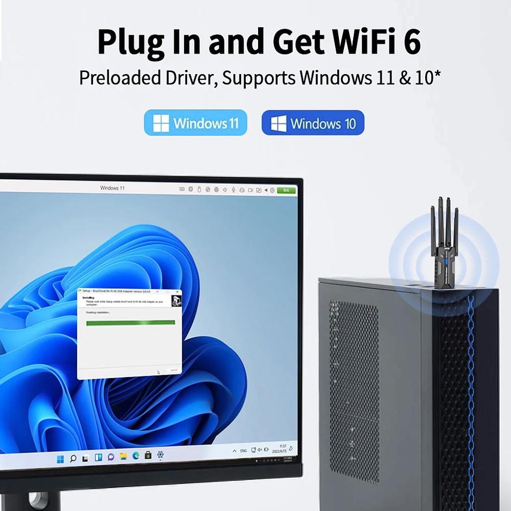 WiFi 6 USB 3.0 Adapter 1800 Mb - Pc Gaming Video recensie en prijs